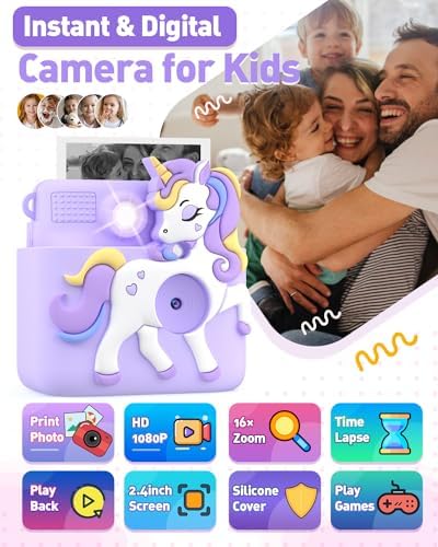 Kids Camera Instant Print,1080P Digital Camera Toy for 3-8 Years Old Girls - Image 2