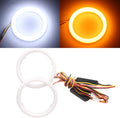 Qasim 1-Pair 90MM White+Amber Switchback 108SMD 4014 LED Halo Ring Angel Eyes Led DRL Fog Light Turn Signal Lamps 12V by Qasim