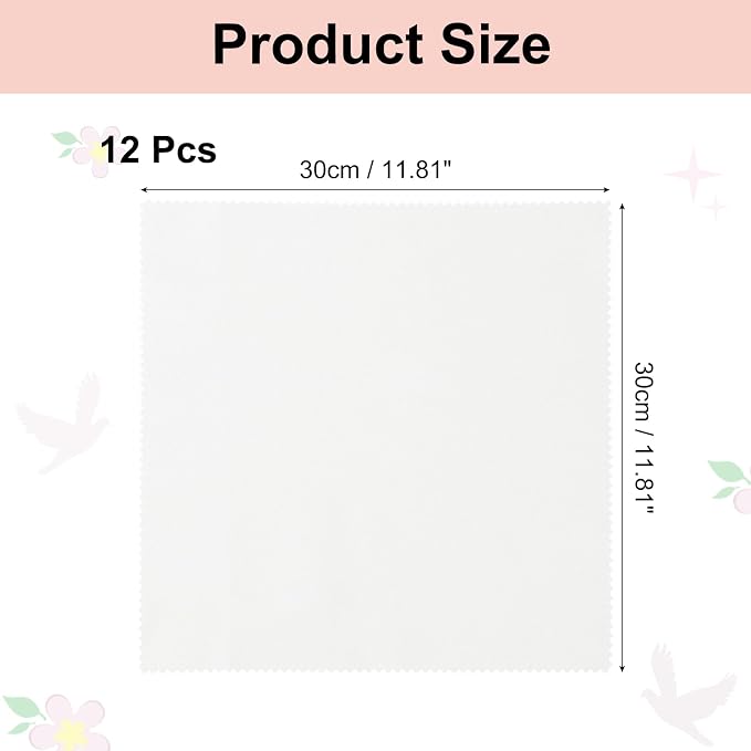 uxcell 12 Pcs Microfiber Cleaning Cloth for Glasses, 11.8 x 11.8 Inch Eyeglass Cleaning Cloth, Glasses Cleaner Wipes for Electronics Lenses Screens Cameras Cell Phones, Light White - Image 2