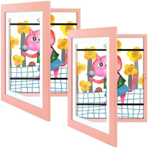 2 Pack 10x12.5 Front-Opening Kids Artwork Frames Changeable (Pink) by GoldenStateArt