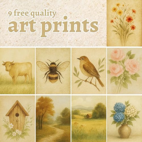 8x10 Rustic Farmhouse Picture Frames with Vintage Prints, Set of 9 - Image 5