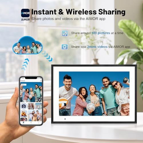 Digital Picture Frame, 10.1 Inch Picture Frame with 1280*800 HD IPS Touch Screen, Smart Digital Photo Frame Built-in 32GB Memory, Auto-Rotate Easy Setup to Share Photos or Videos via AiMOR APP (Black) - Image 5