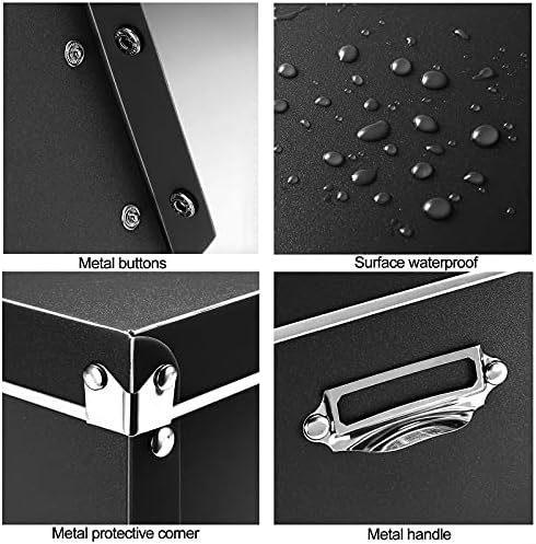 SEEKIND Storage Box, Decorative Storage Bins with Lid,3 in 1 Set,Plastic,with Handles,Press-Stud Fastening,Moisture-proof,Foldable for Space Saving Storage,for Clothes,Cosmetic,Blankets (Black) … - Image 5