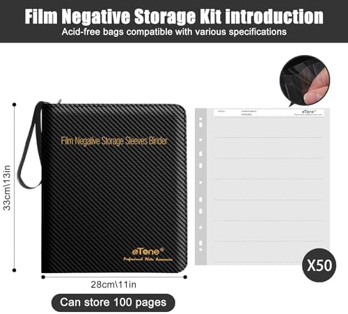 35mm/135 Film Negative Storage Kit with Binder Box - 50 Acid-Free Protector Pages | Oversized Box - Image 3