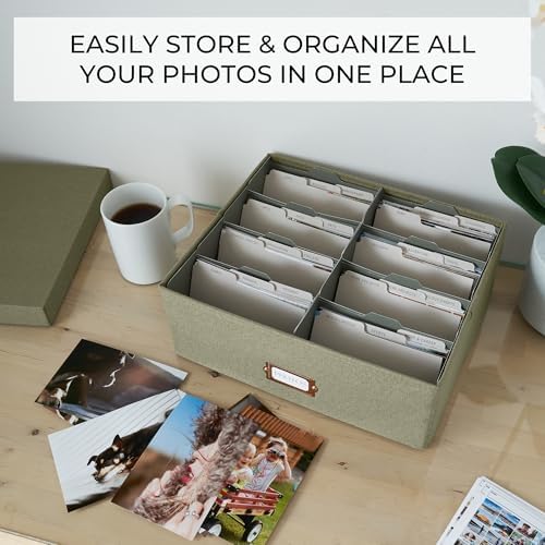 Decorative Photo Storage Box - Sturdy Linen Organizer Holds 1700 Photos - Image 2