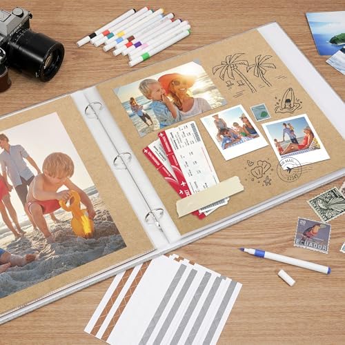 Vienrose Scrapbook Photo Album, 12x12 Inch, 3 Ring Binder, Grey, 60 Pages - Image 3