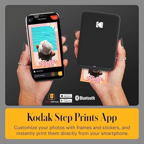 KODAK Step Instant Smartphone Photo Printer, Portable Mini Color Wireless Mobile Printer, Zink 2x3” (5.1x7.5 cm) Sticky-Back Photos, Bluetooth Compatible with iOS & Android Devices, Editing App, Black - Image 4