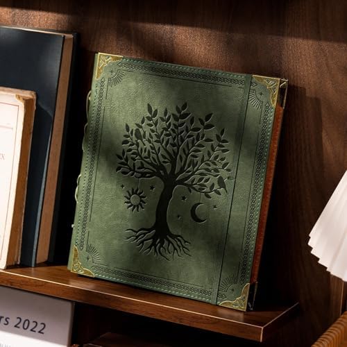 Vintage PU Leather Scrapbook Photo Album, 4x6 120 Photos Green - Image 2
