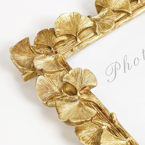 Cuspin 6x6 Picture Frame Gold Vintage Square Resin Photo Frame(Ginkgo Leaf) - Image 5