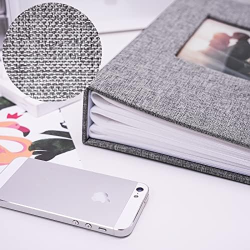 Vienrose 4x6 Photo Album,420 Pockets,Linen Cover with Window,Grey - Image 3
