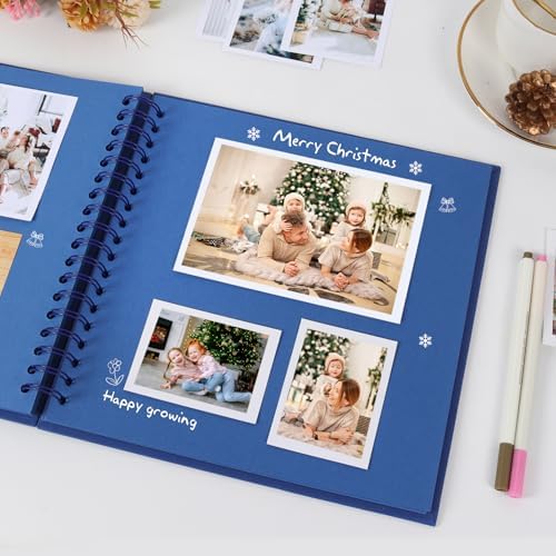 RECUTMS 12x12 Inch Scrapbook 60 Pages Kraft Paper DIY Journal Album Blue - Image 2