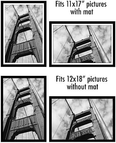 Americanflat 12x18 Poster Frame 5-Pack - Matted to 11x17 - Black - Image 4