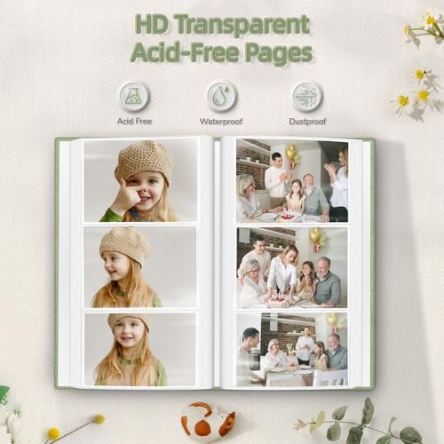 Popotop Photo Album 4x6-300 Photos Linen Cover Photo Books with 300 Horizontal Pockets,Slip-in Picture Albums for Family Wedding Anniversary Baby Vacation Pictures - Image 3