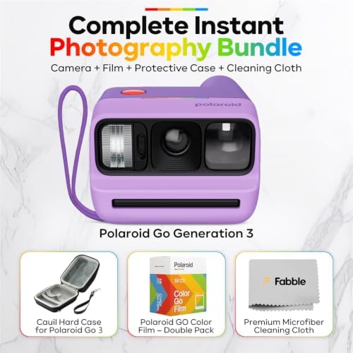 Polaroid Go Generation 3 Instant Film Camera Bundle with Go Color Film 16 Exposures, Protective Hard Case, Wrist Strap, & Accs. for Instant Photography (Purple) - Image 2