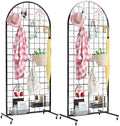 Aseem Metal Grid Wall Panels Display Stand Black Movable 2x5.2FT, 2PCS by Aseem