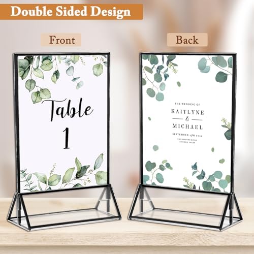 Floroom 24 Pack 5x7 Inch Clear Acrylic Sign Holders, Double-Sided Black Display Stand Picture Frames for Table Numbers, Menus, Flyers, Weddings, and Offices - Image 4