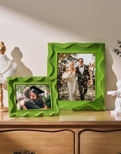 8x10 Wavy Decorative Picture Frame with Flocked Finish,Lawn Green - Image 2