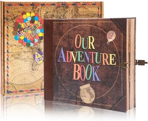 Our Adventure Book 146-Page DIY Handmade Scrapbook, Embossed Leather Cover - Ideal for Memories, Anniversary, Wedding, and Best Friend Gift - Inspired by the 'Up' Saga(Ball - Our Adventure Book) by Our+Little+Miracle