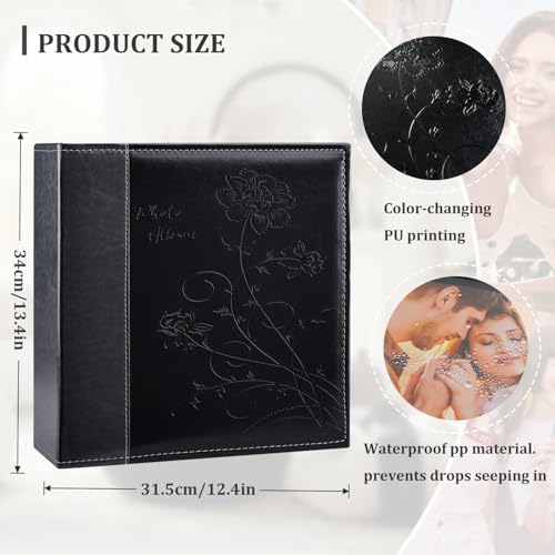 Artmag Photo Picutre Album 4x6 600 Photos, Extra Large Capacity Leather Cover Wedding Family Photo Albums Holds 600 Horizontal and Vertical 4x6 Photos with Black Pages(Black) - Image 2