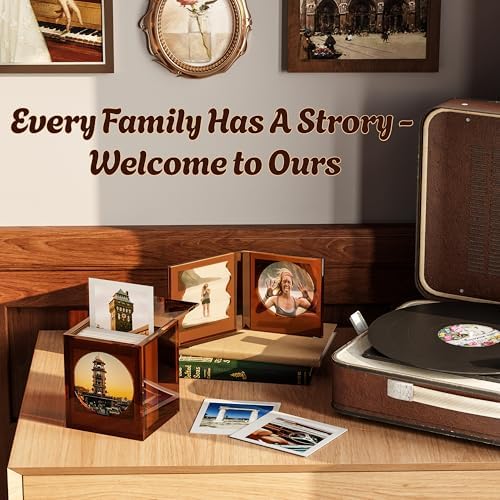 WINKINE Acrylic Polaroid Photo Storage Box & Frame, Photo Frame for Film 4.2’’x3.5’’ with Sliding Lid, Polaroid Storage Box for i-Type/600/SX-70 Films, Amber, 2 Pack - Image 5