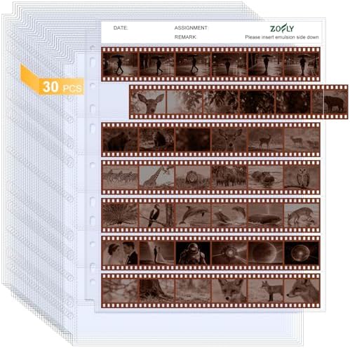 30 Pcs 35mm Film Negative Sleeves Film Negative Storage Album, Clear Page Protectors for 135mm/35mm Camera Film Roll, Acid-Free 135mm Film Travel Organizer for 3-Ring Binder, Holds 1260 Frames by Zofly