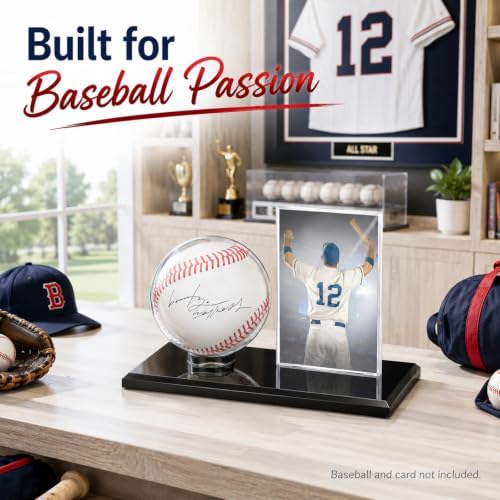 DoubleFill Acrylic Display Case Ball Cards,Black,Small,Baseball - Image 4