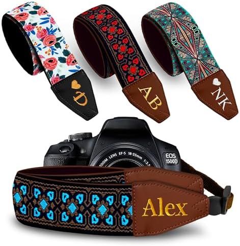 Art Tribute Custom Camera Strap Vintage Blue - Add Your Text and We Make It Especially For You Get Your Own Personalized Gift Camera Strap, No Shipping Cost! by ArtTribute
