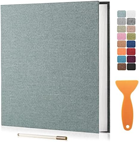 Large Photo Album Self Adhesive Scrapbook Album for 4×6 5×7 8×10 Pictures DIY Magnetic Linen Cover Album 40 Pages for Family Wedding Gifts with Metal Pen and Plastic Board by HenPisen