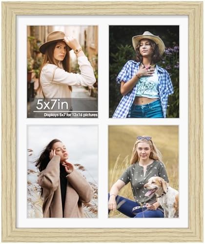 DUENPY 12x16 Collage Frame For 4 5x7 Photos Wood Color by DUENPY