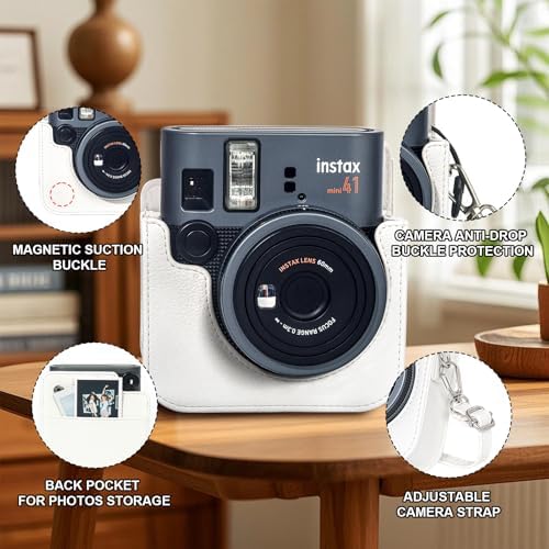 CAIYOULE Camera Case for Fujifilm Instax Mini 41 Instant Film Camera, White - Image 2