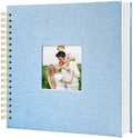 Scrapbook Photo Album Linen Cover, 10 x 10 Inch Hardcover Kraft White Pages Memory Book, for Travel Wedding Guest Book Christmas Baby Shower (40 Sheets/ 80 Pages,Light Blue) by HenPisen