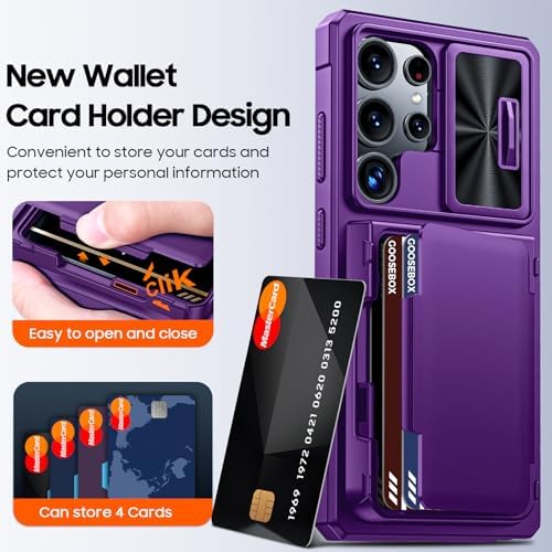 GooseBox for Samsung Galaxy S25 Ultra Case Wallet with RFID [Cards Holder][Camera Cover][Edge Raised] Full Body Shockproof Silicone Protective Phone Case for Galaxy S25 Ultra 6.9" 2025 (Purple) - Image 2