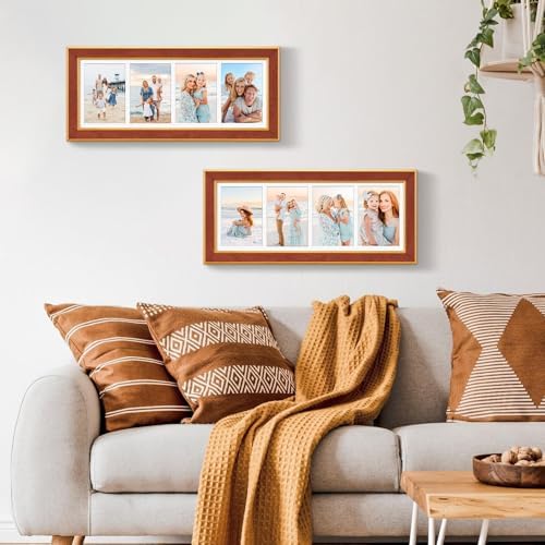 Suede 8x21 Picture Frame Display 4 Opening 5x7 Picture Frames Collage Wall Decor with Mat,Multi Photo Frame for Plexiglass,Wall Decor,1Pack,Brown - Image 7