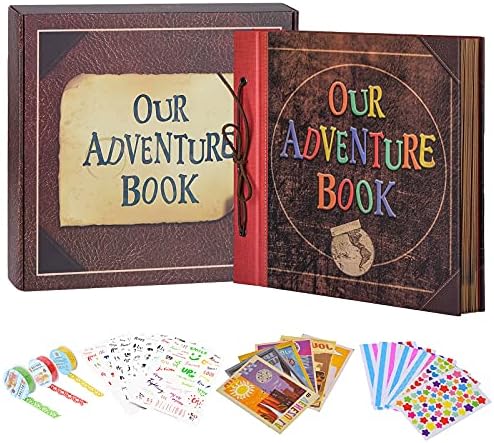 Scrapbook Photo Album, 12x12 Inch Our Adventure Book, 3D Embossed Words Hard Cover Movie Up Travel Album for Anniversary, Wedding, Baby Shower (Scrapbook-Letter) by AMAOGE