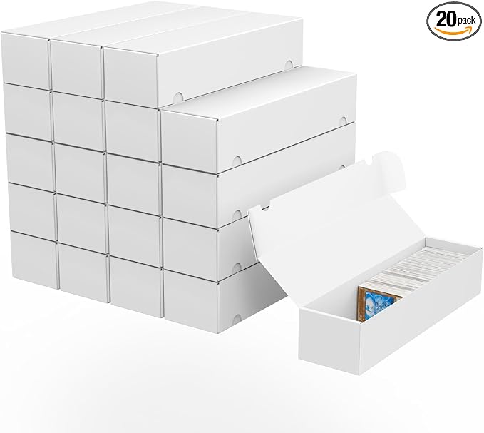 Trading Card Storage Box, 20-Pack 1100 Count White Corrugated Cardboard Box | Bulk Sports Storage Box for TCG/Magic/Mtg Basketball Card, Collectible Trading Cards by XRACV