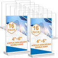 Acrylic Sign Holder 4x6, 16 Pack Clear Double Sided Clear Table Menu Vertical Display Stand Desktop Display Stand Paper Holder Table Sign Holder Suitable for Restaurants Office Store Show Fair by DunGu