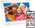 Anna Bella Digital Picture Frame 10.1 Inch IPS HD Touch Screen WiFi Smart Digital Photo Frame with 32GB Storage, Auto-Rotate, Easy Setup to Share Photos or Videos Remotely via AiMOR APP White by AnnaBella
