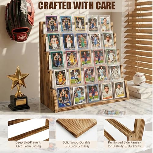5 Tier Wooden Card Display Stand Holds 20-25 PSA BGS SGC Graded Sports Card - Image 6