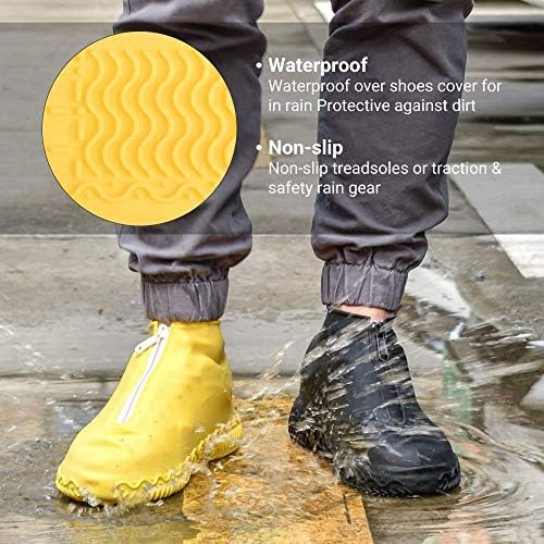 Shiwely Waterproof Shoe Covers, Silicone Reusable Shoe Cover Non-slip Durable Zipper Elastic Rain Cover Protection for Men Women (L (Women 7.5-10.5, Men 6.5-9), Yellow) - Image 4