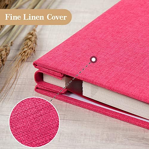 potricher Self Adhesive Photo Album 40 Pages, Linen cover, Rose Red - Image 5