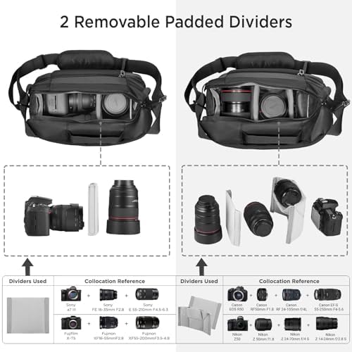 TAAOKA Camera Sling Bag, Waterproof Camera Case with Tripod Holder, DSLR/SLR/Mirrorless Cameras Shoulder Bag, Crossbody Camera Bags for Photography (Black) - Image 2
