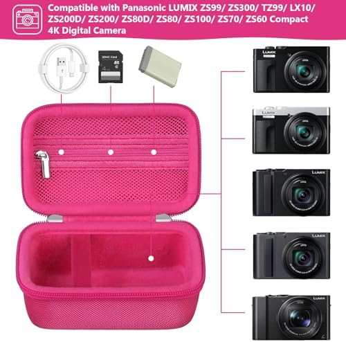 Camera Case for Panasonic LUMIX ZS99 / ZS300 Digital Camera, Rosered - Image 2