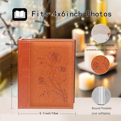 Artmag Small Photo Album 4x6 2 Pack, Each Pack with 26 Clear Pages Holds 52 Vertical Photos for 4x6 Picturs, Artwork or Postcards Storage (Brown) - Image 2