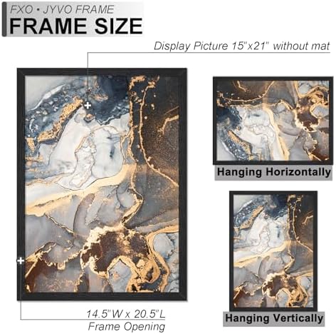Fxojyvo 15x21 Picture Frame Set of 3 Black Engineered Wood Wall Hanging - Image 4