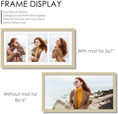 DUENPY 8x16 Collage Frame For 3 5x7 Photos Wood Color - Image 4