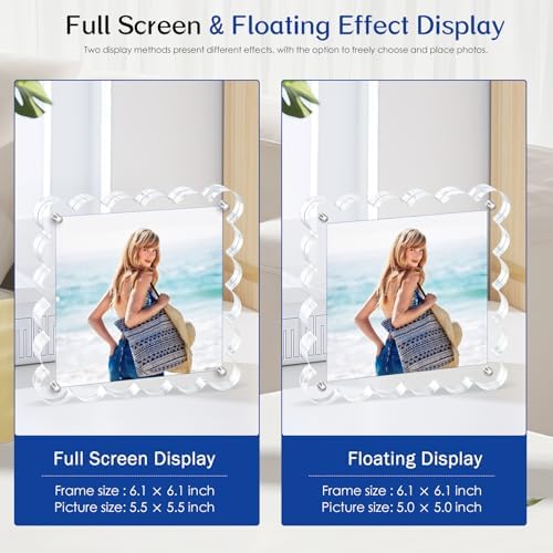 Acrylic Picture Frames.5×5inch 2Pack,Scalloped Photo Frame - Image 4