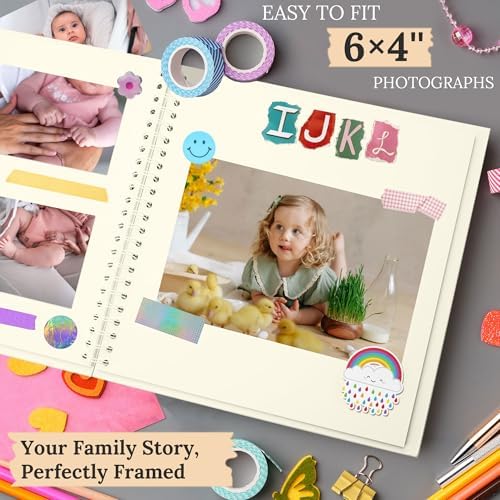 Scrapbook Photo Album 8"x8" 20 Sheets 40 Pages Hardcover Kraft Paper Cream - Image 3