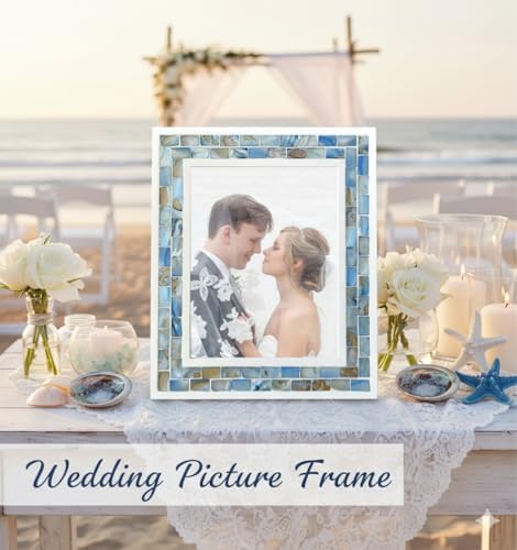 Beach Picture Frame 8x10, Mother of Pearl Photo Frame, Blue Grey, 1pc - Image 2