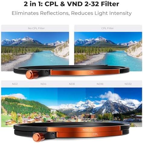 K&F CONCEPT 55mm Magnetic CPL + VND2-32 + Black Diffusion 1/4 Filter Kit - Image 5