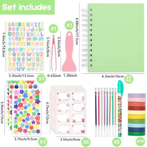 Scrapbook Self Adhesive Photo Album 25 Pages Hard Cover DIY Photo Album for Instant Camera Print Paper with DIY Accessories (Mint) - Image 2